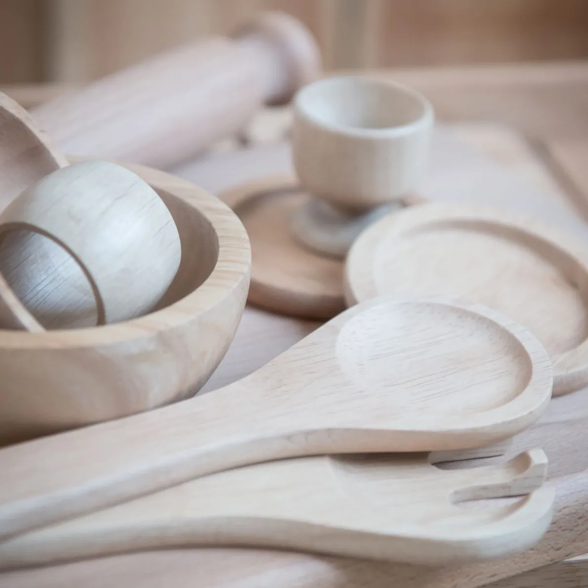 Onderzetter rond, rubberhout, Ø 9,5 cm