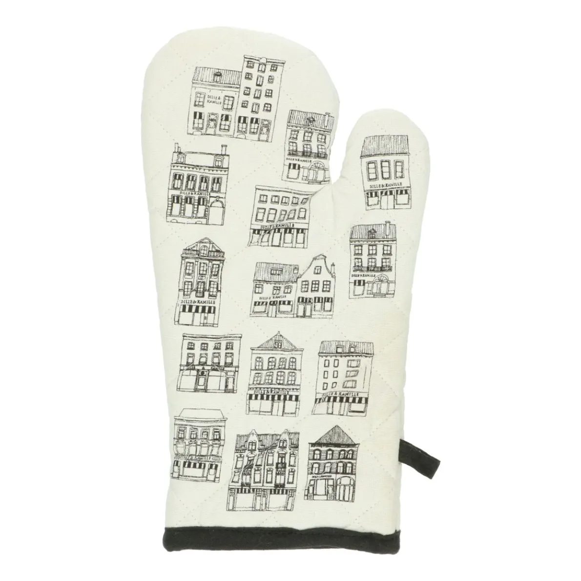 Ovenwant, bio-katoen, wit met zwarte geveltjes