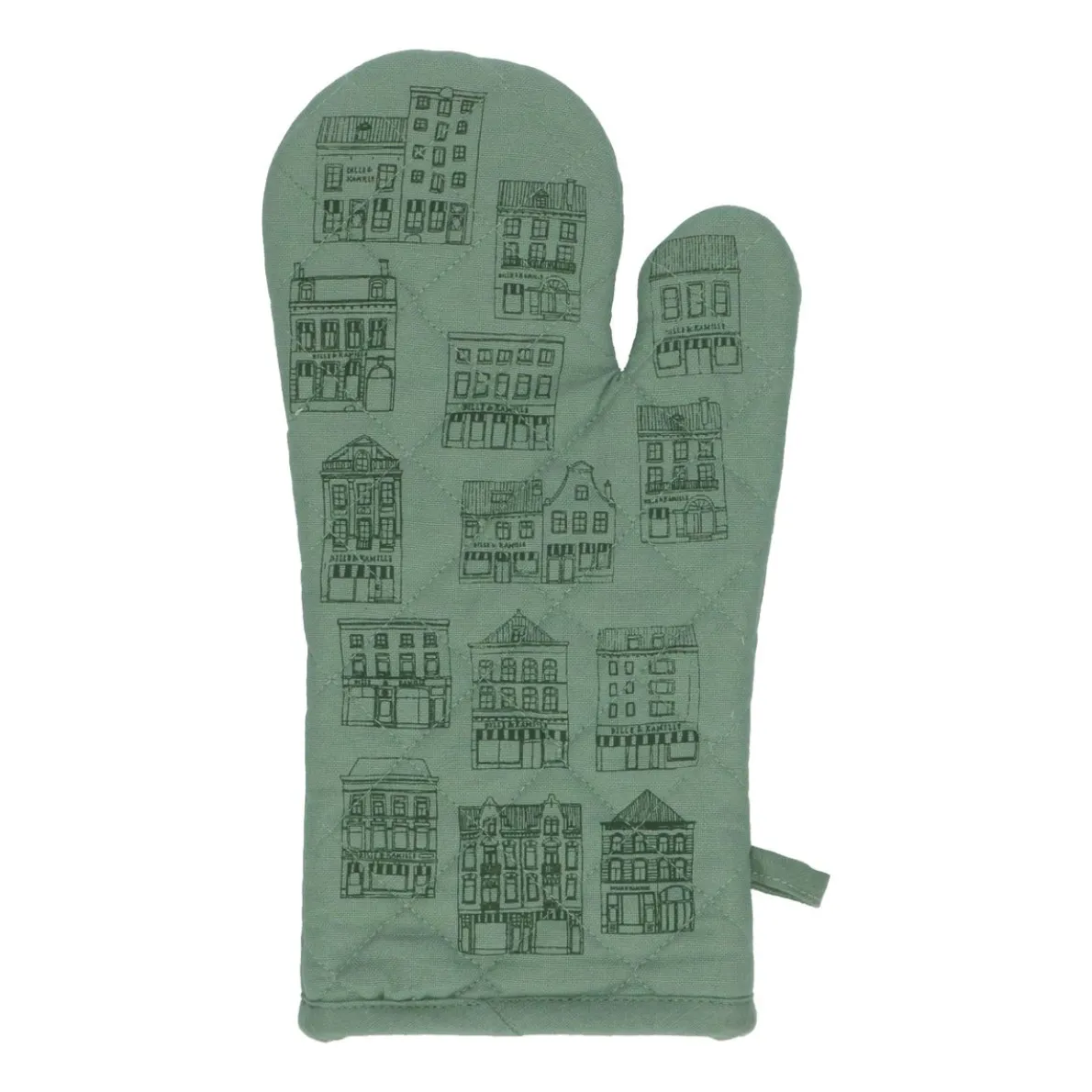 Ovenwant, bio-katoen, grijsgroen met geveltjes