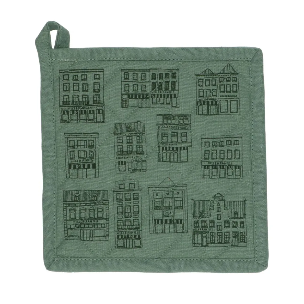 Pannenlap, bio-katoen, grijsgroen met geveltjes