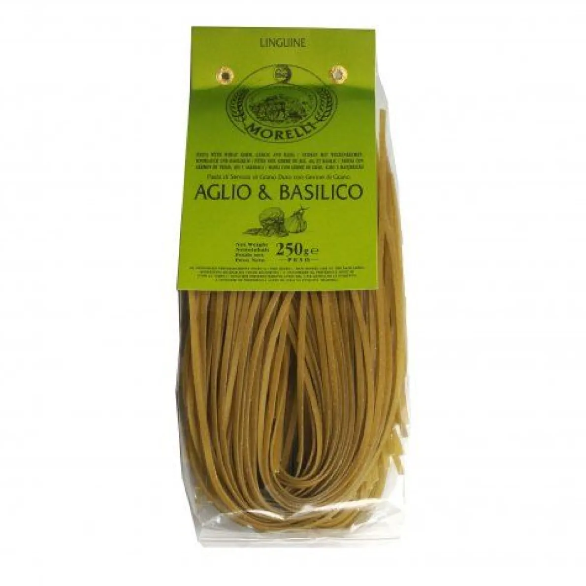 Pasta, linguine met knoflook en basilicum, 250 gram