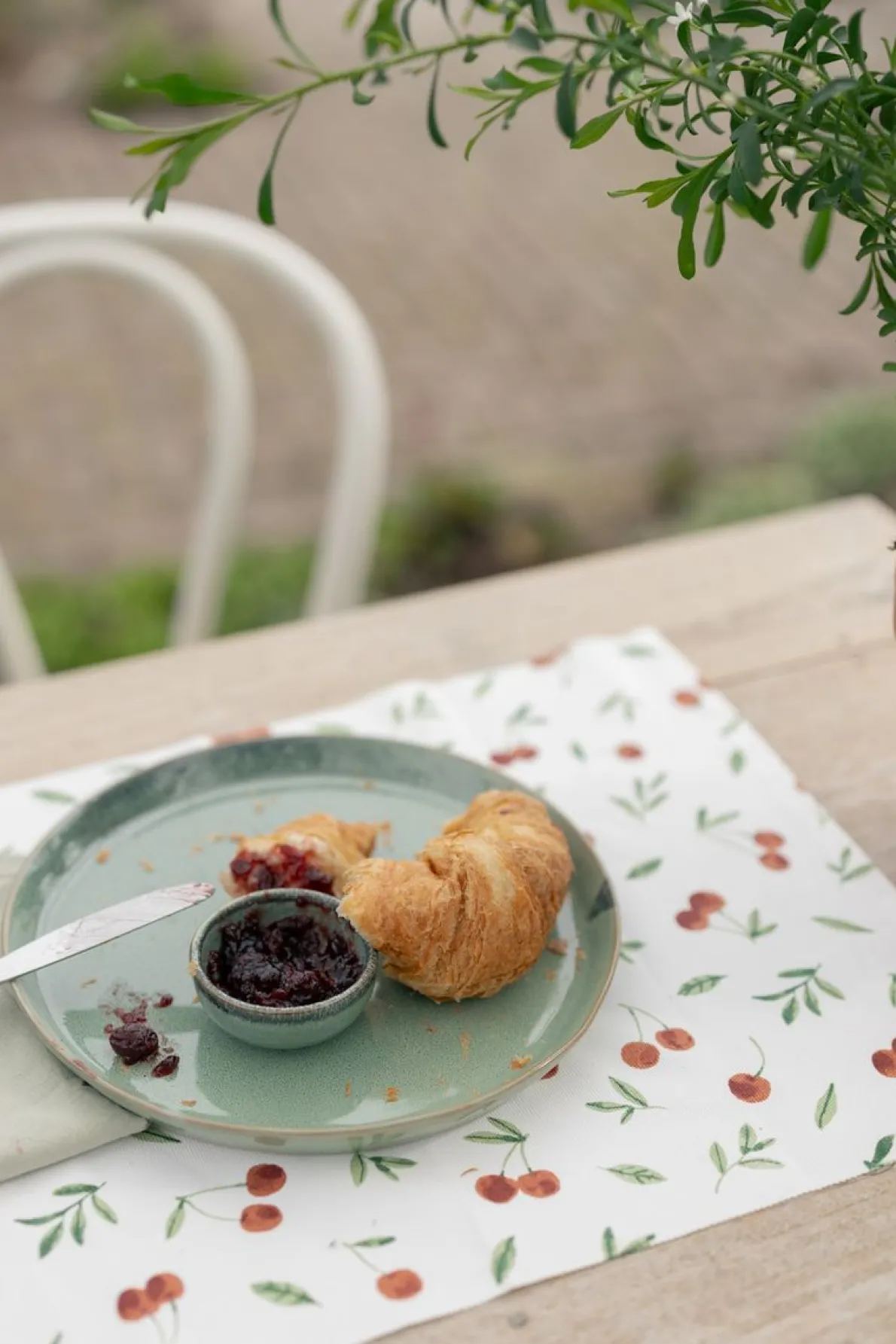 Placemat geribbeld, GOTS bio-katoen, kersen, 35 x 50 cm