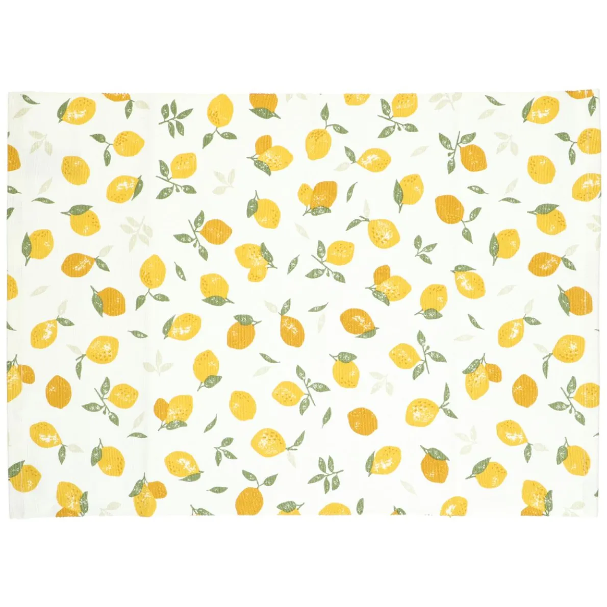 Placemat geribbeld, GOTS bio-katoen, citroenen, 35 x 50 cm