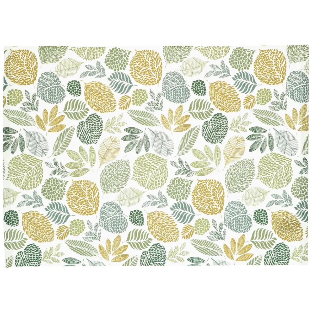Placemat geribbeld, GOTS bio-katoen, bladmotief, 35 x 50 cm