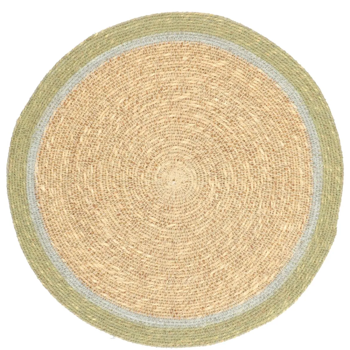 Placemat naturel, zeegras, groene rand, Ø38 cm
