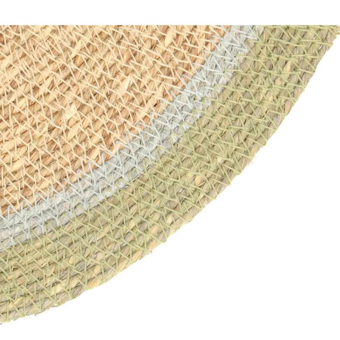 Placemat naturel, zeegras, groene rand, Ø38 cm