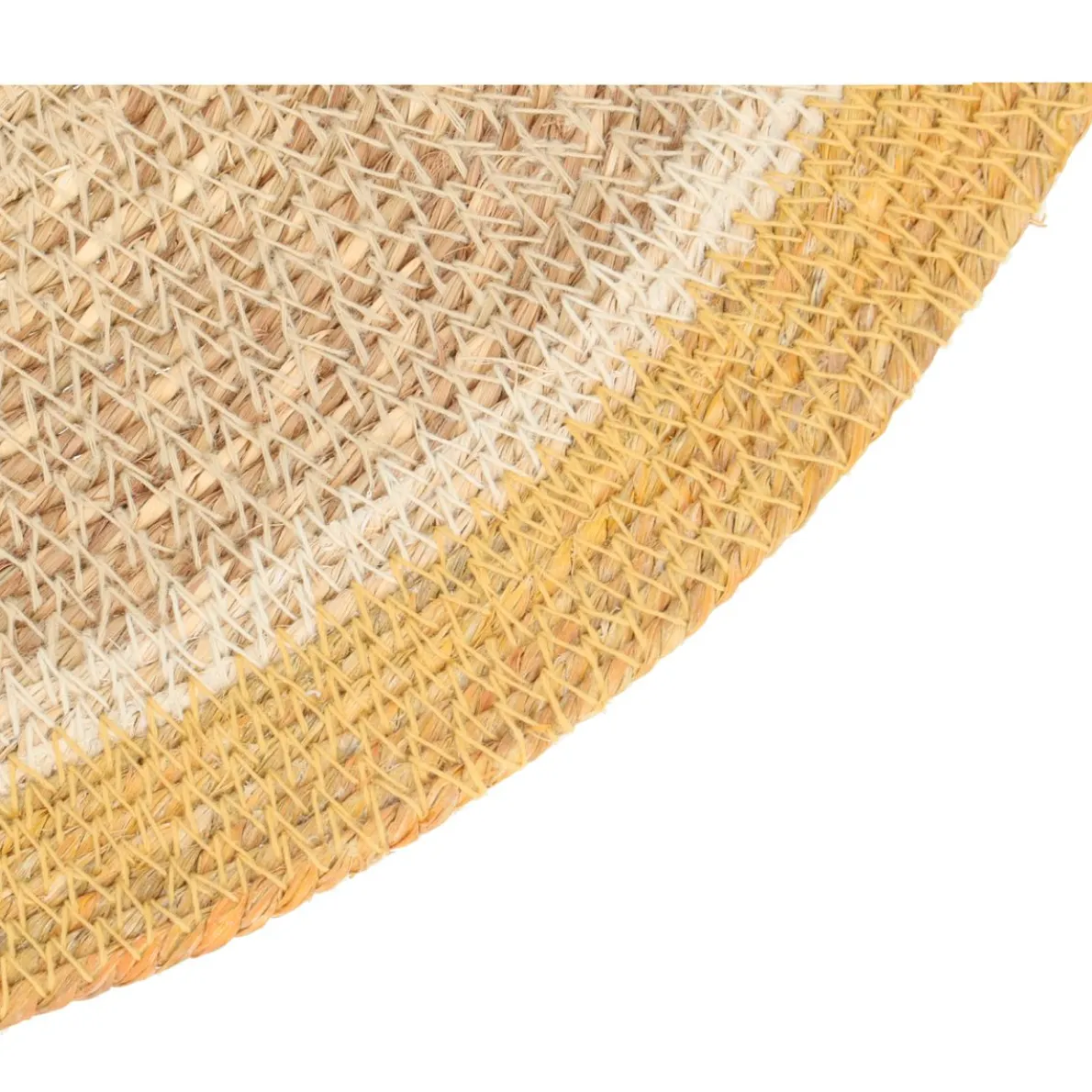 Placemat naturel, zeegras, gele rand, Ø38 cm