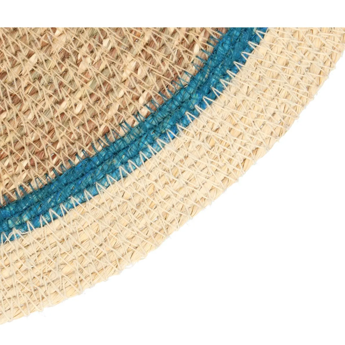 Placemat naturel, zeegras, blauwe rand, Ø38 cm