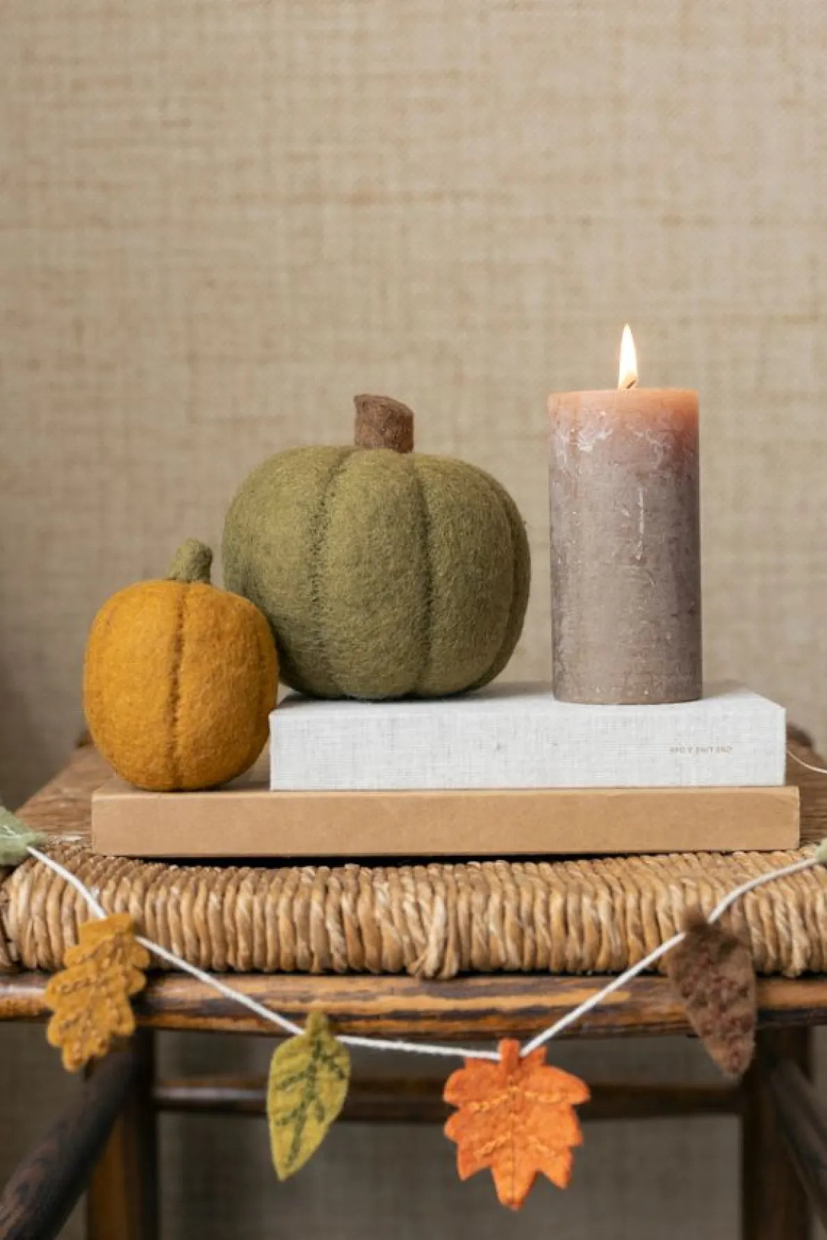 Pompoen, vilt, geel, ca. 10 cm