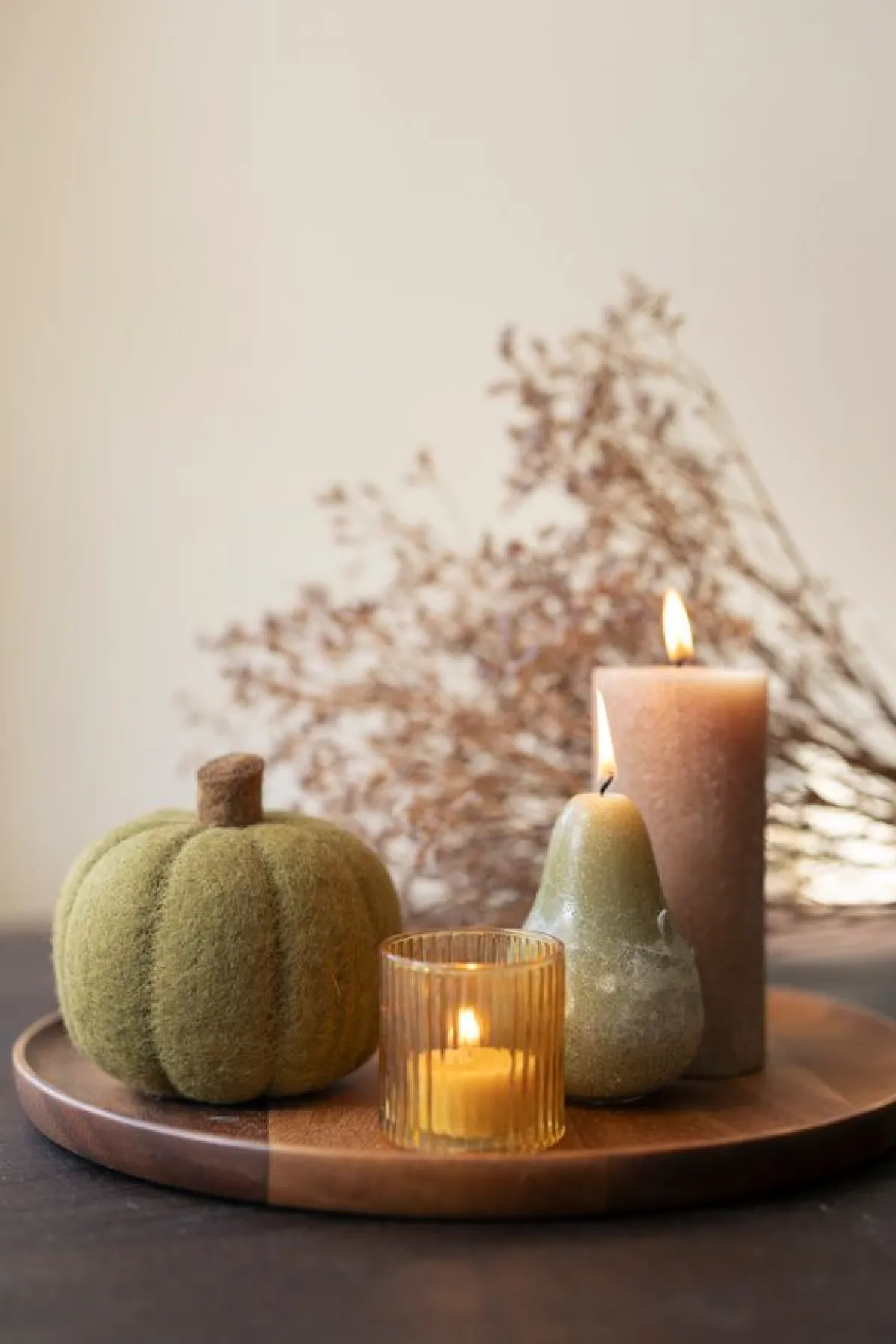 Pompoen, vilt, groen, ca. 12 cm