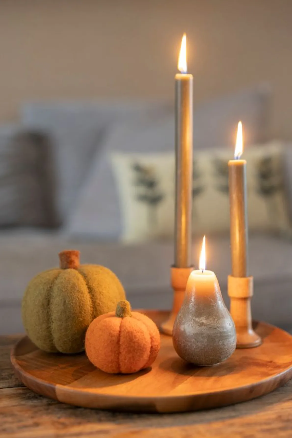 Pompoen, vilt, groen, ca. 12 cm