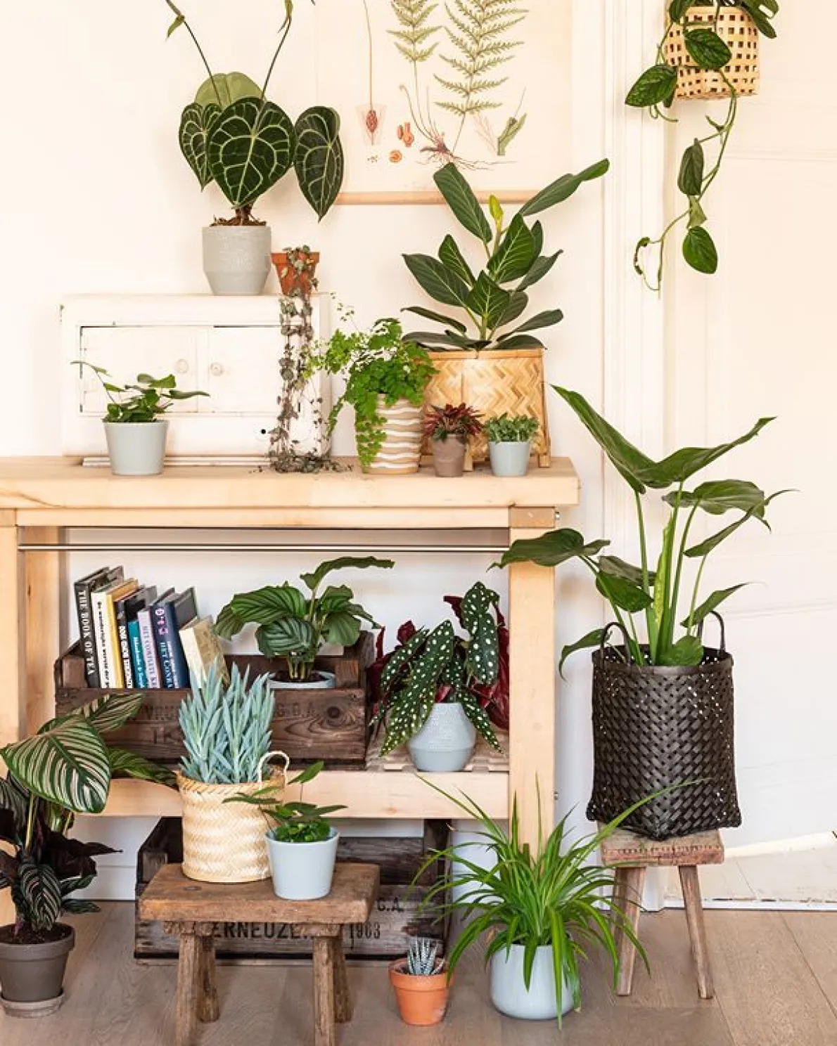 Pot op pootjes, bamboe, naturel, groot