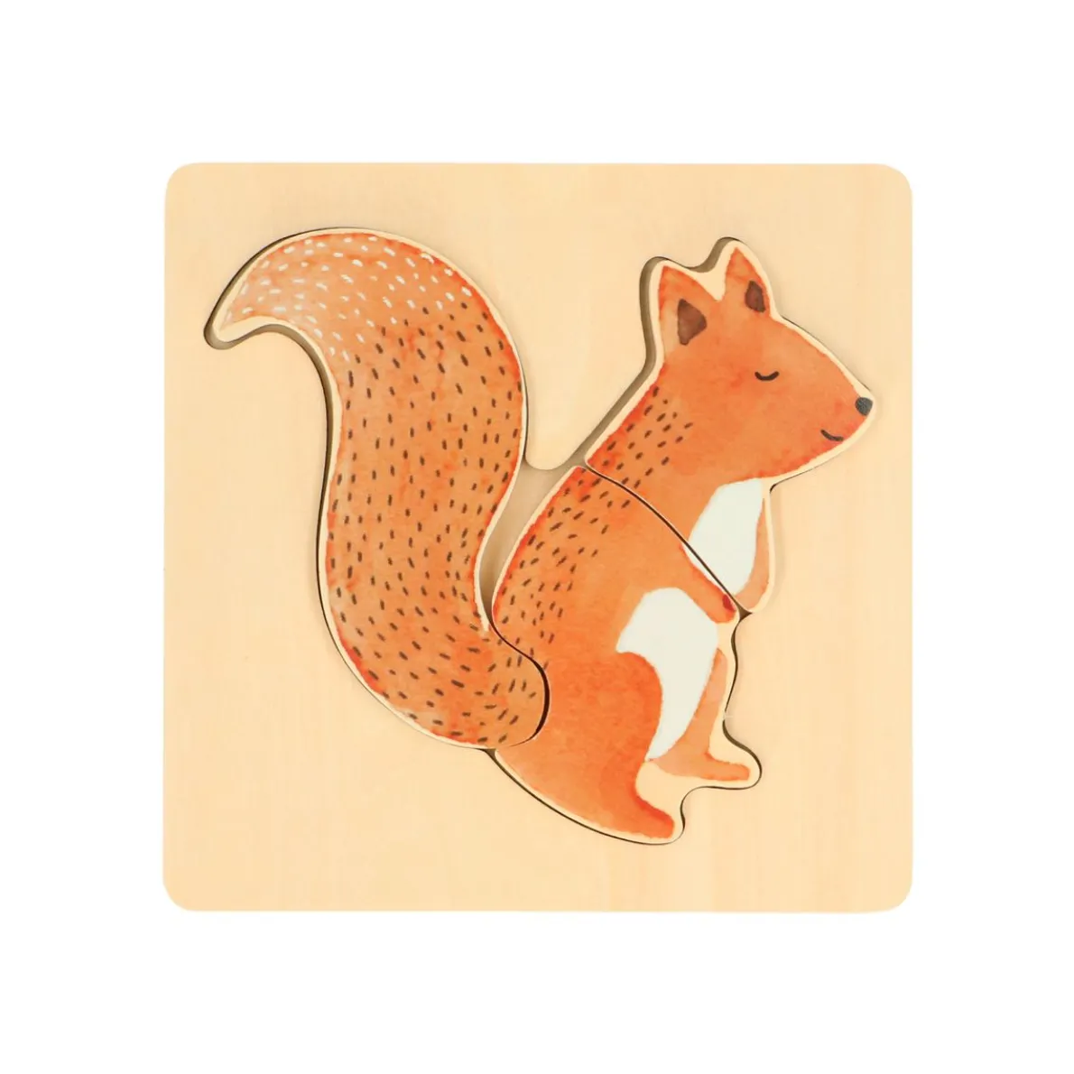 Puzzel eekhoorn, hout, drie stukjes