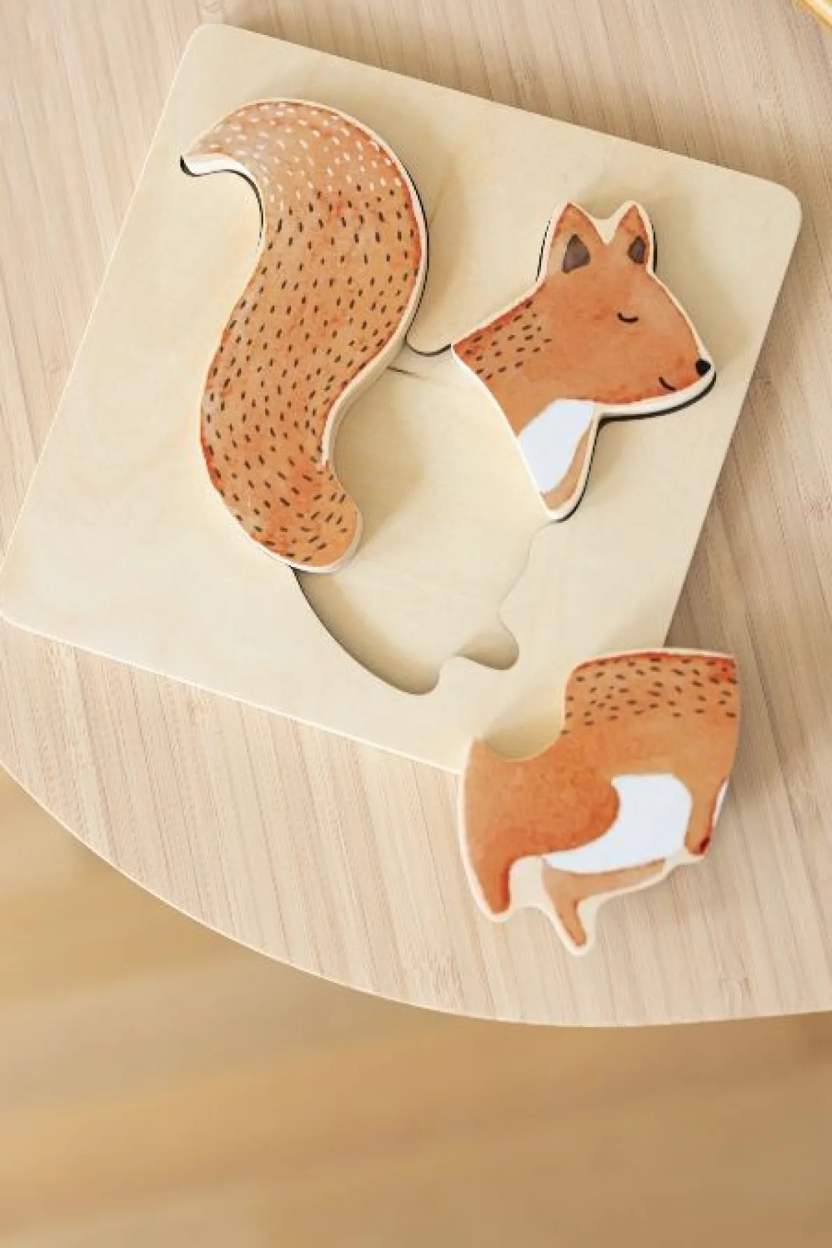 Puzzel eekhoorn, hout, drie stukjes