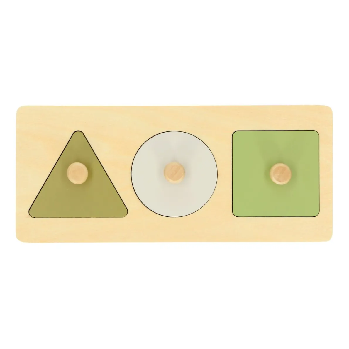 Puzzel met driehoek/cirkel/vierkant, hout