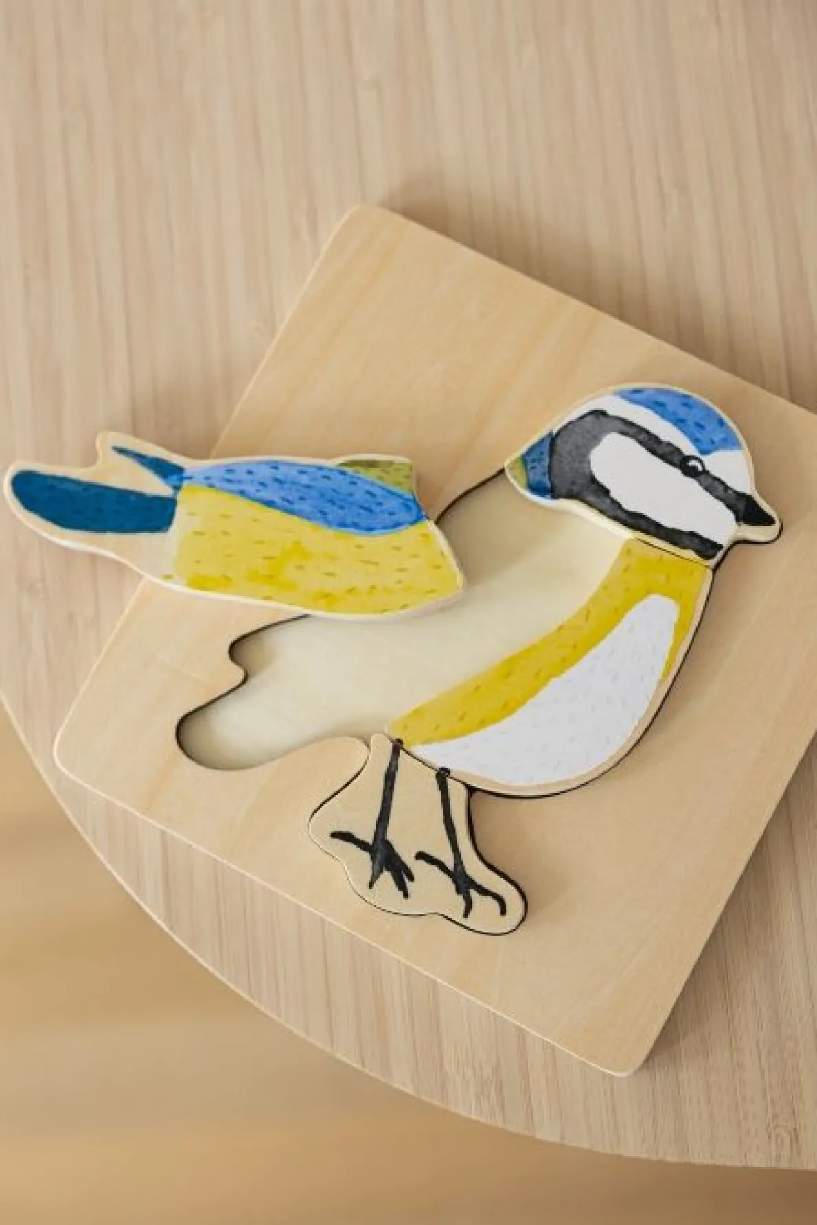 Puzzel pimpelmees, vier stukjes, hout