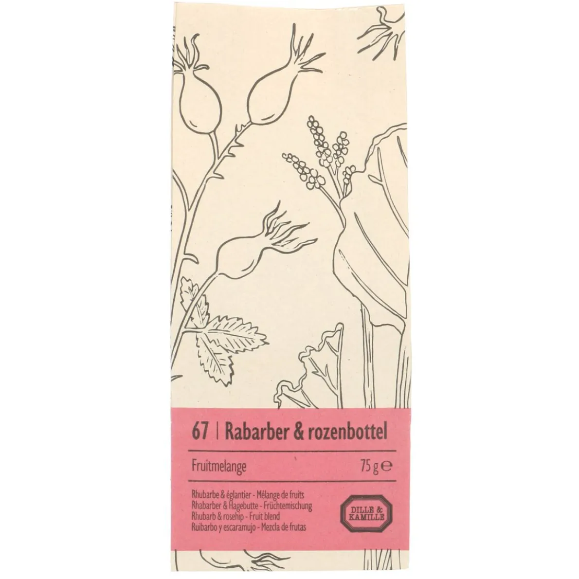 Rabarber & rozenbottel, Fruitmelange, 75 g