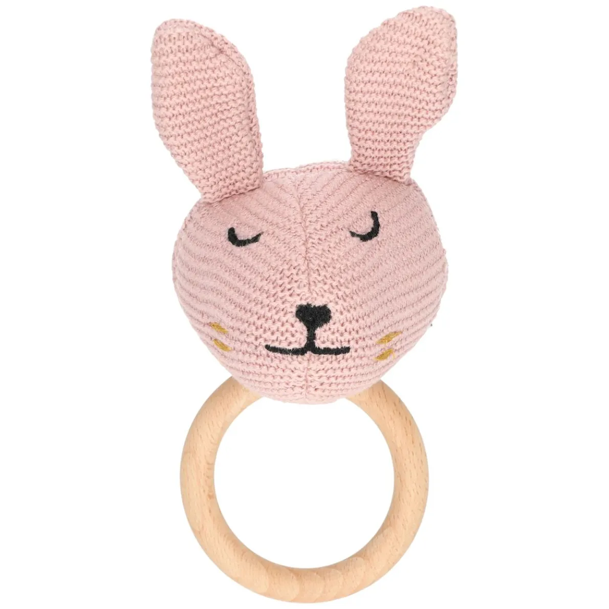 Rammelaar met bijtring, GOTS katoen, konijn