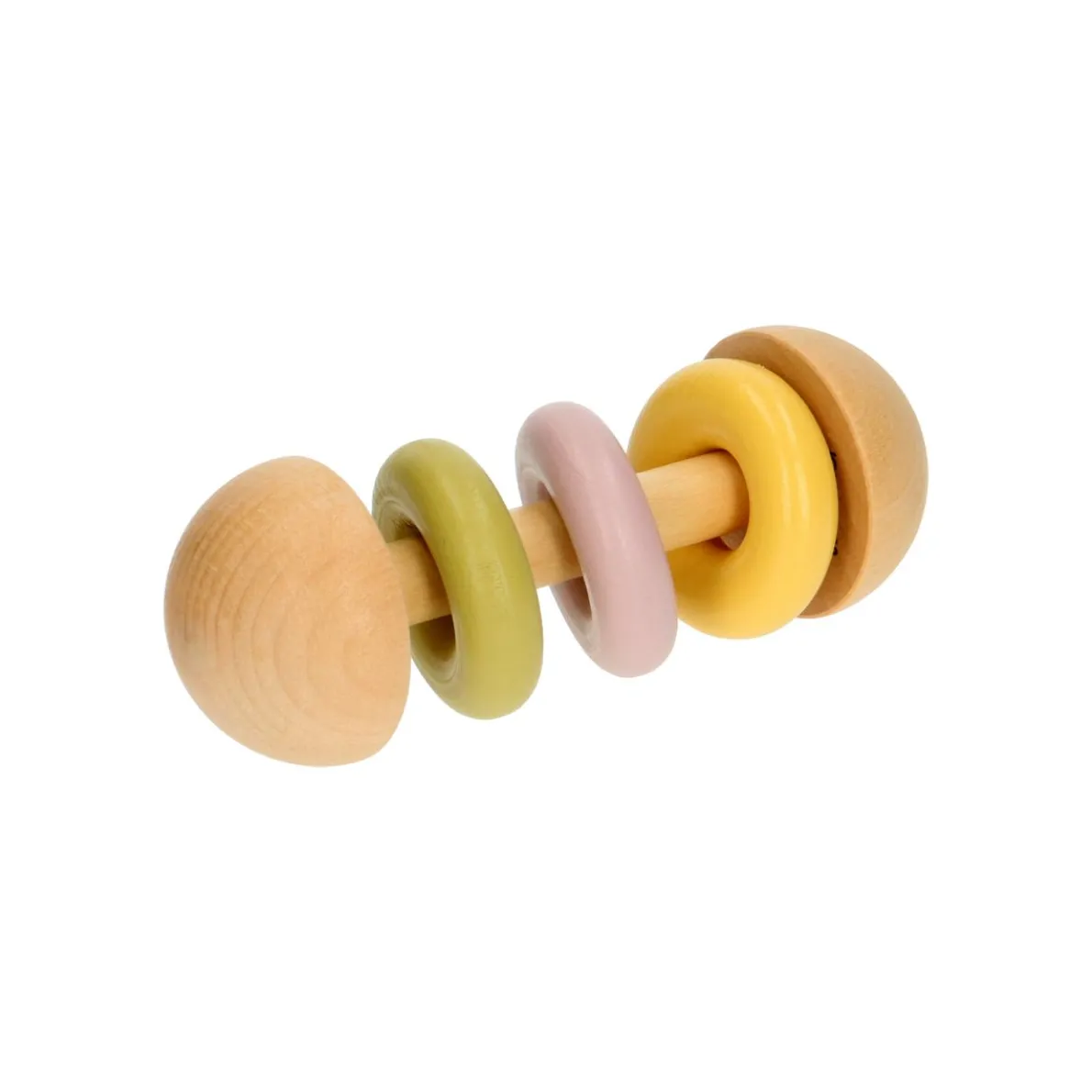 Rammelaar staaf met ringen, hout