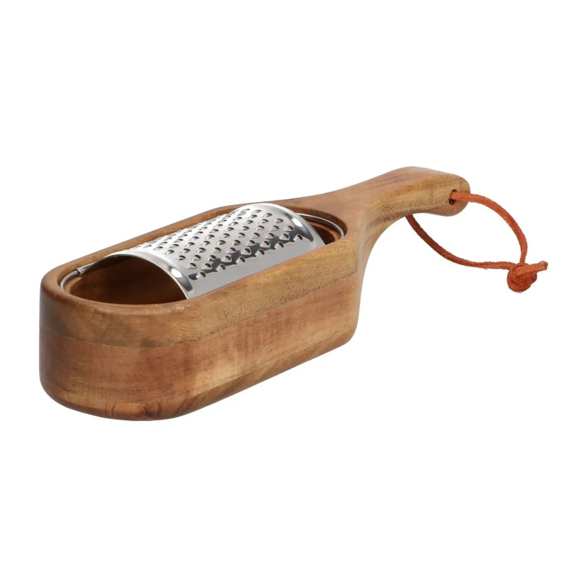 Rasp met opvangbak, metaal en hout, 24 ,5 cm