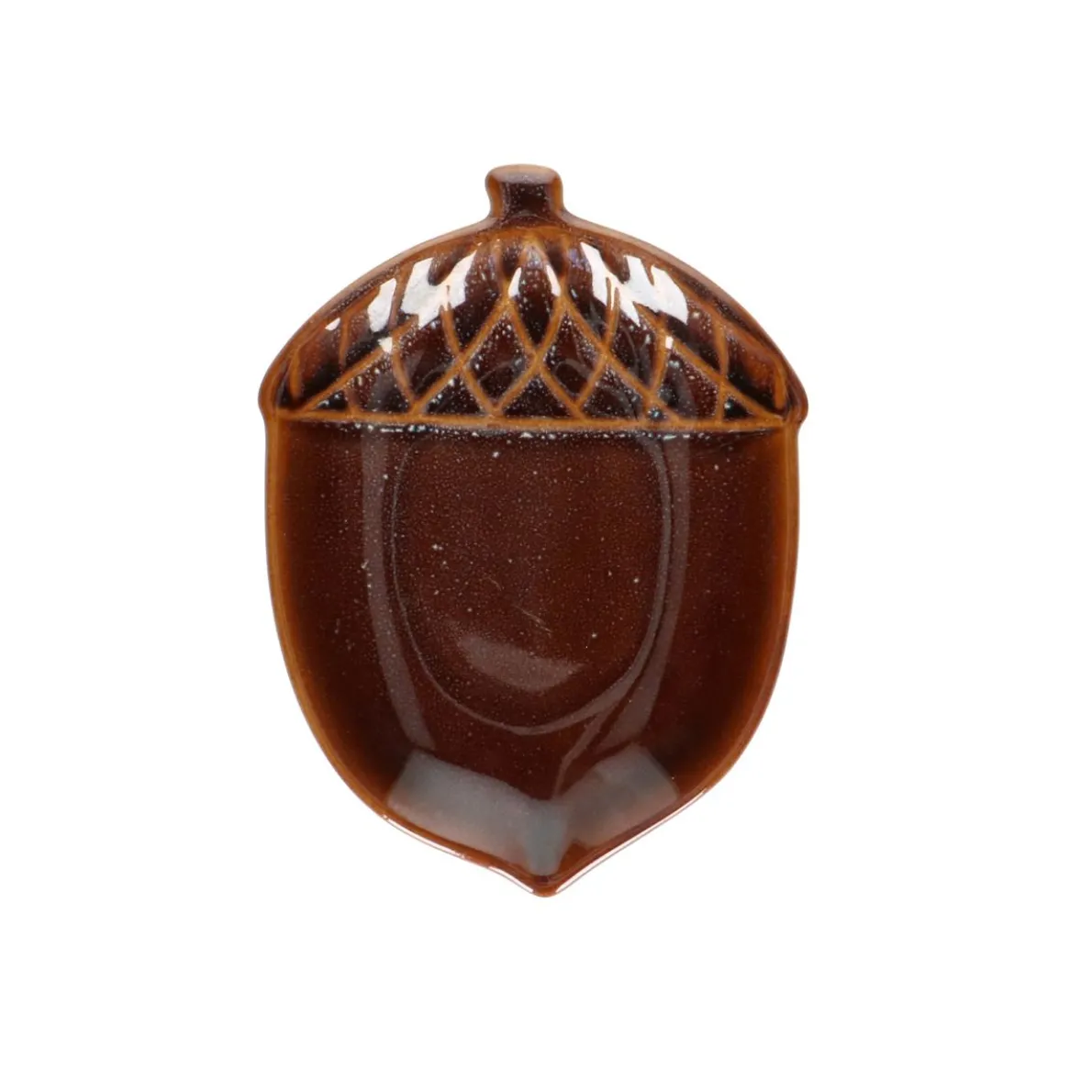 Schaal eikel, steengoed, bruin, 20,5 x 13 x 5 cm