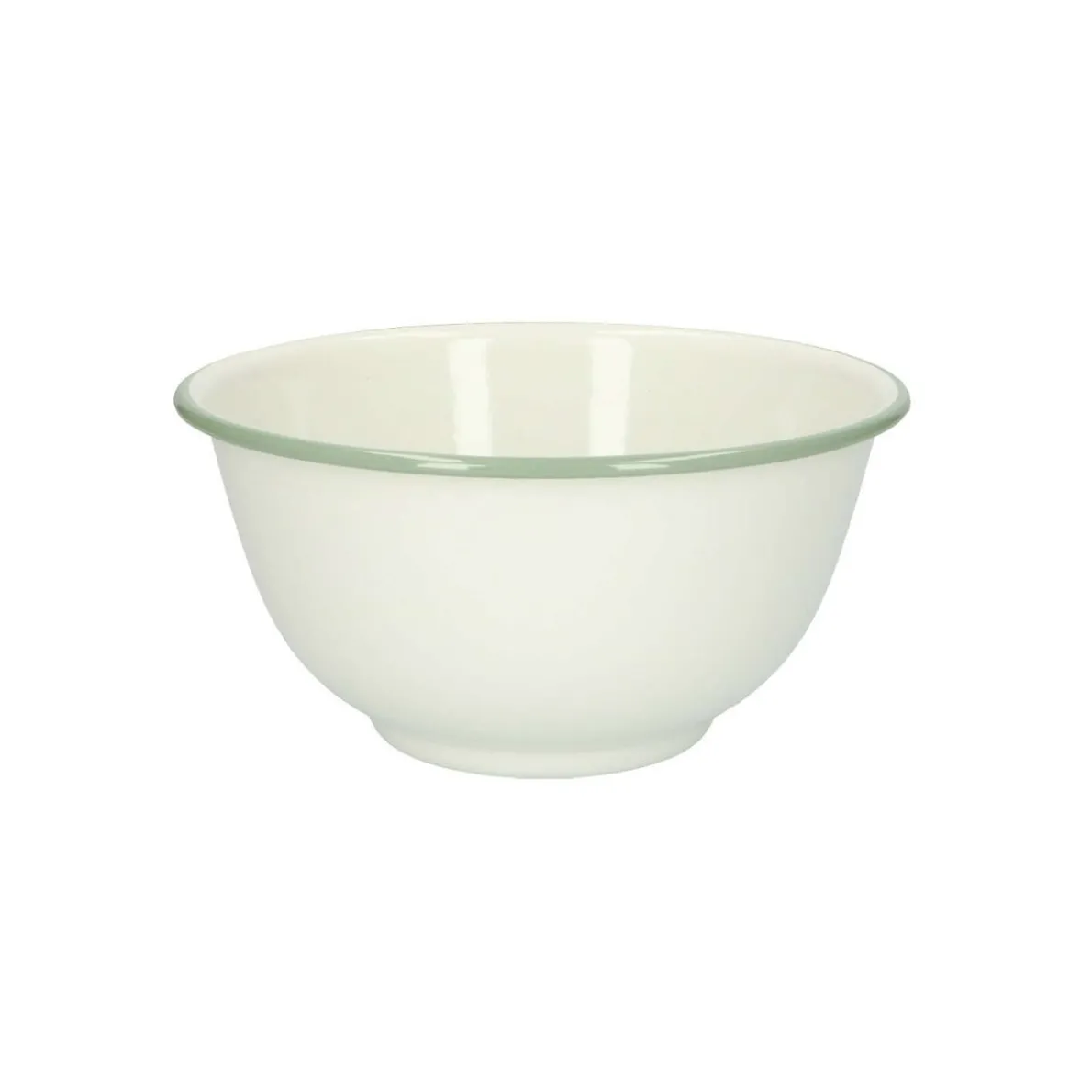 Schaal, emaille, groengrijs/wit, Ø 17 cm