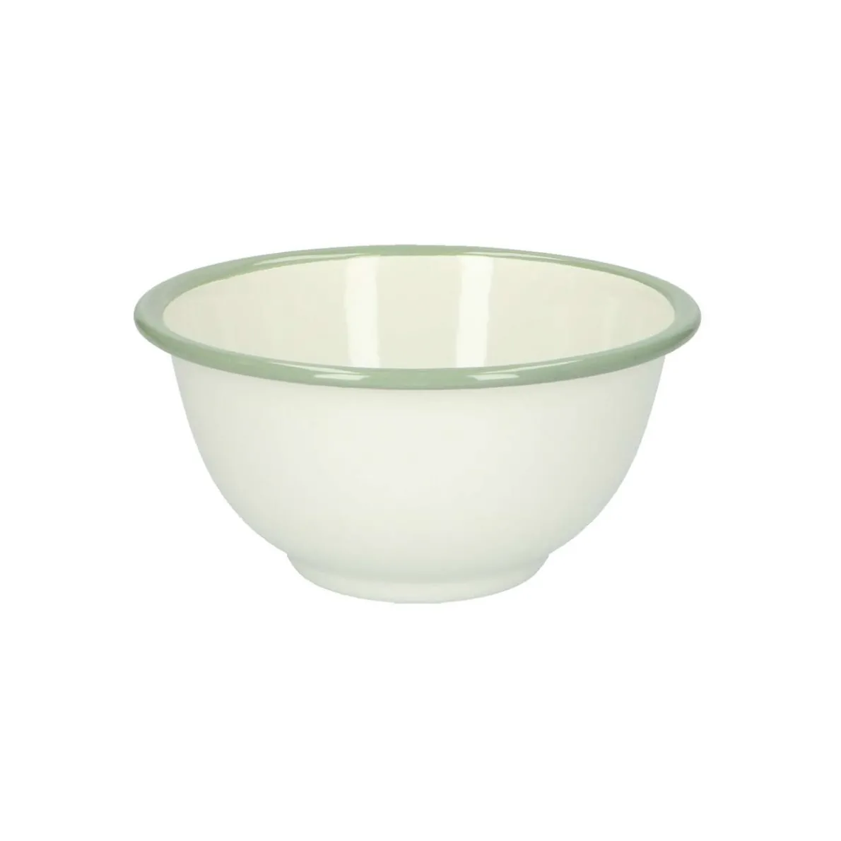 Schaal, emaille, groengrijs/wit, Ø 13,5 cm