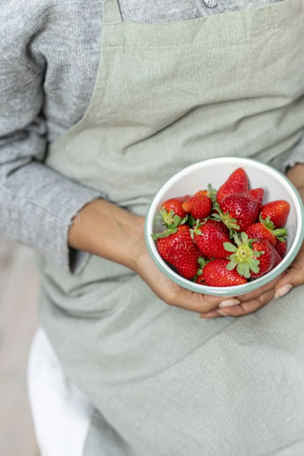 Schaal, emaille, groengrijs/wit, Ø 13,5 cm