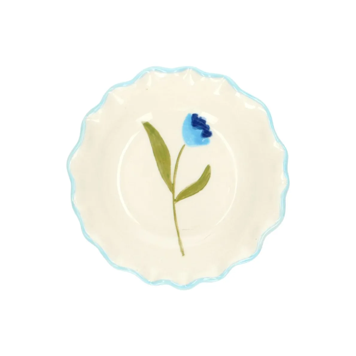 Schaaltje, steengoed, blauwe tulp, Ø 9 cm