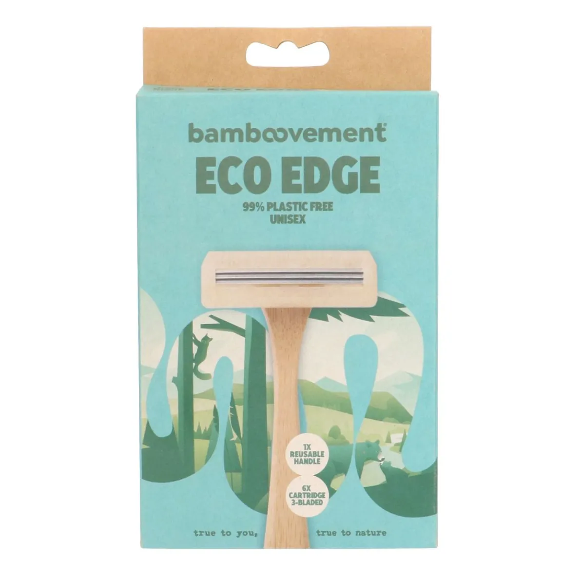 Scheermes, bamboe handvat, incl. 6 mesjes