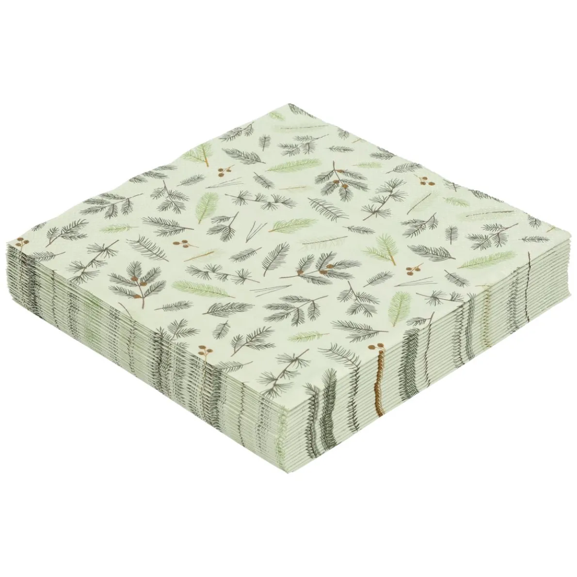 Servetten, papier, kerstgroen takjes, 33 x 33 cm, 20 stuks