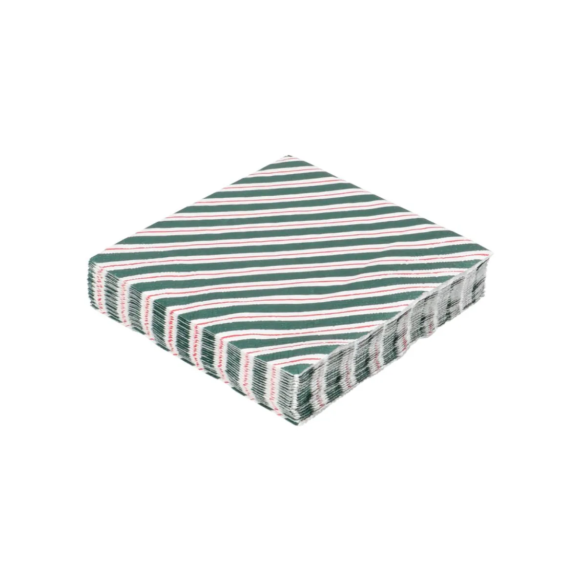 Servetten, papier, rode en groene streep, 25 x 25 cm, 20 stuks