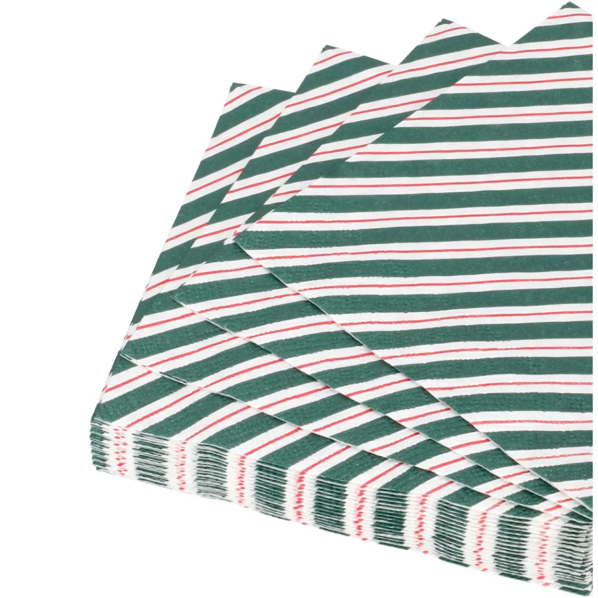 Servetten, papier, rode en groene streep, 25 x 25 cm, 20 stuks