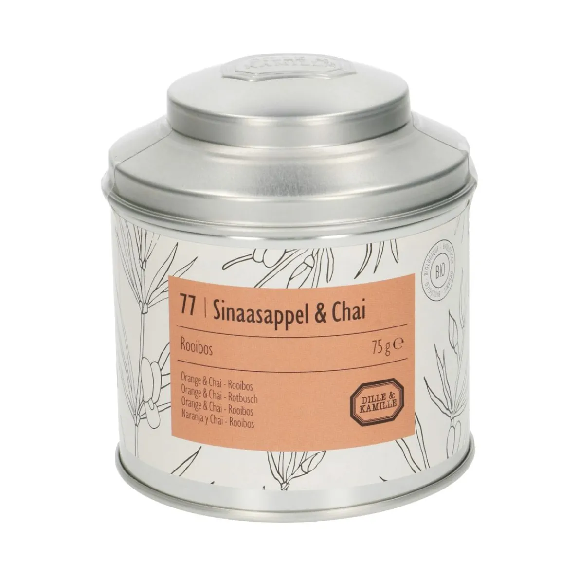 Sinaasappel & Chai, biologisch, rooibos, blik, 75 gram
