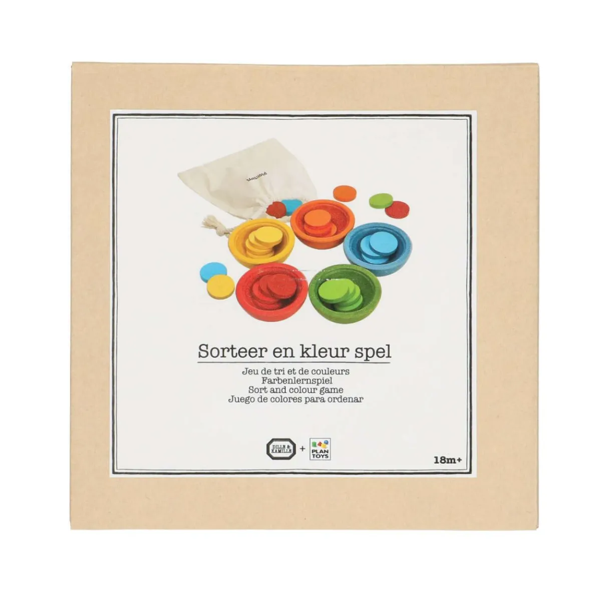 Sorteer- en kleurspel, rubberhout, 18m+