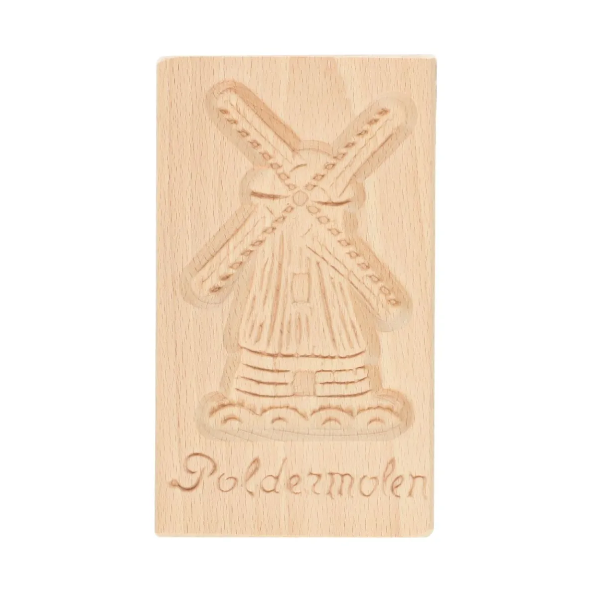 Speculaasplank, poldermolen, beukenhout, 15 x 9 cm