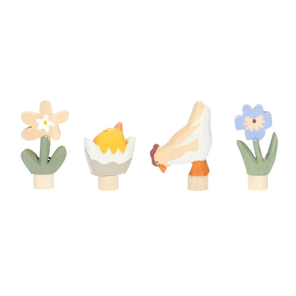 Stekers voor jaarring, lente, hout, set van 4