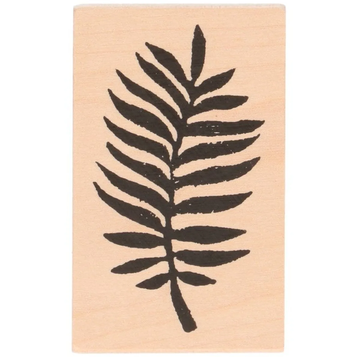 Stempel, berkenhout, varen, 7 x 4,3 cm