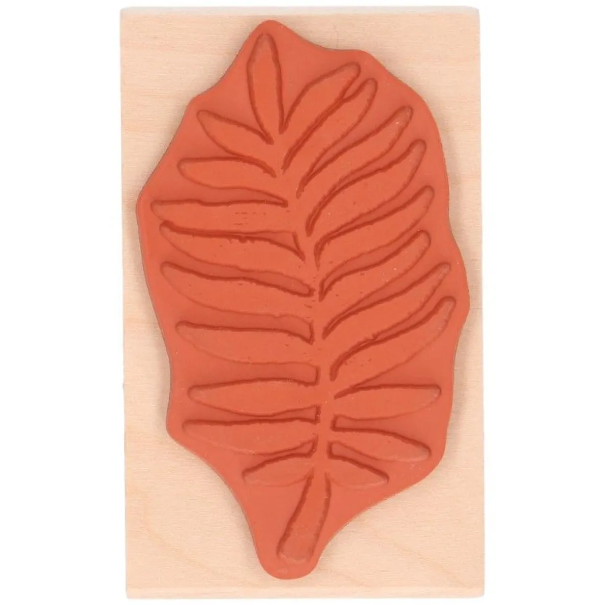 Stempel, berkenhout, varen, 7 x 4,3 cm