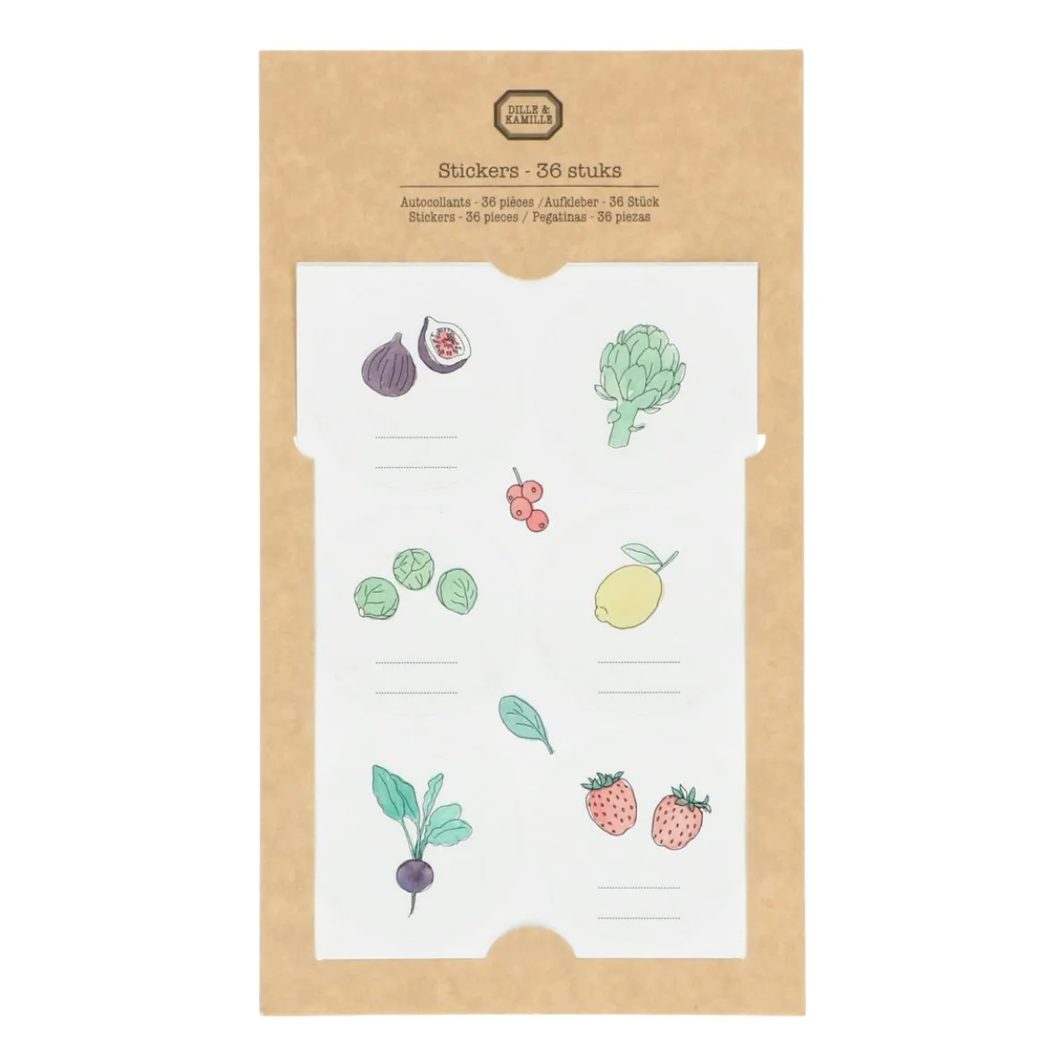 Stickers, groente en fruit, 6 vellen