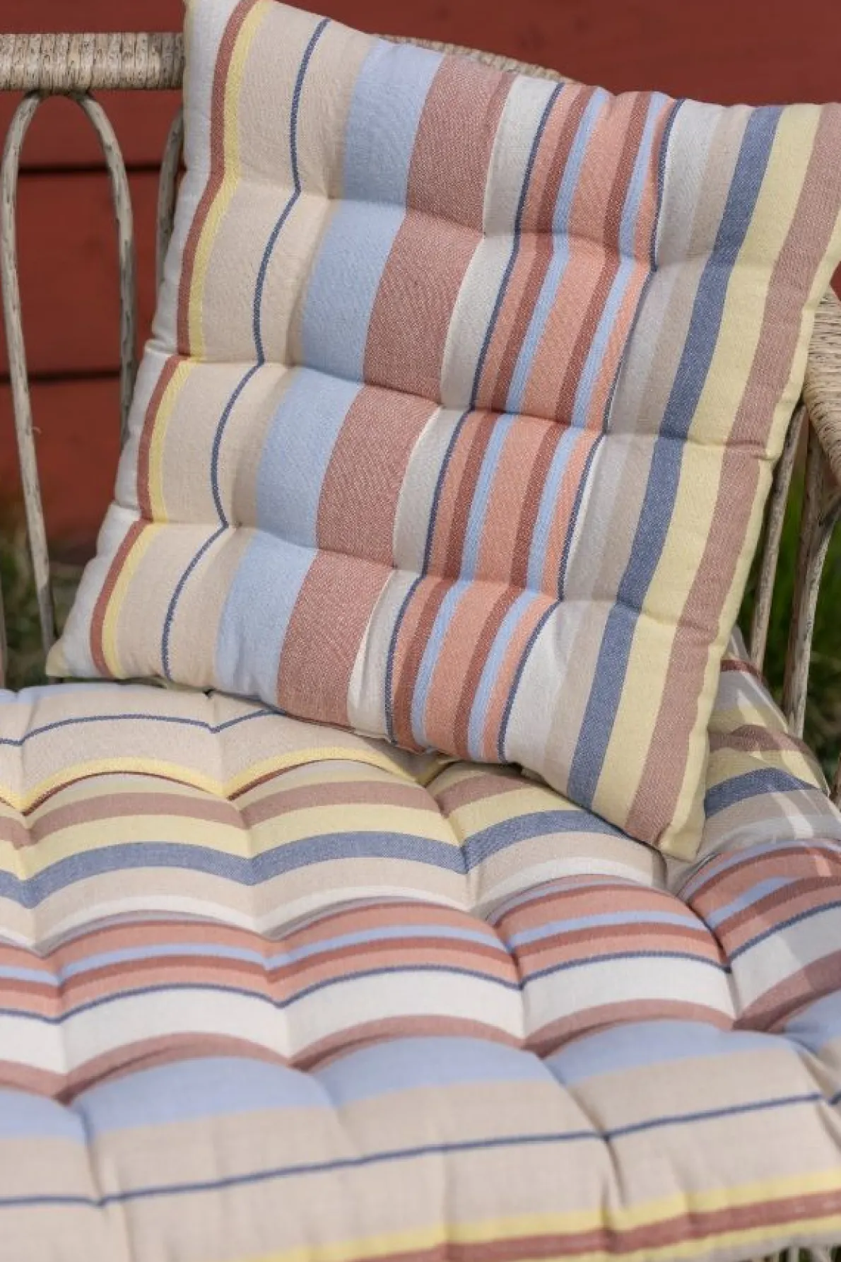 Stoelkussen, GOTS bio-katoen, zomerstreep, 40 x 40 cm