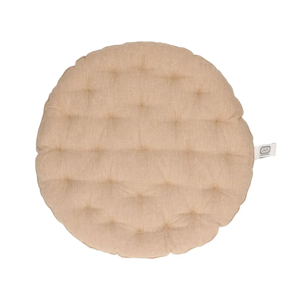 Stoelkussen rond, bio-katoen, zand