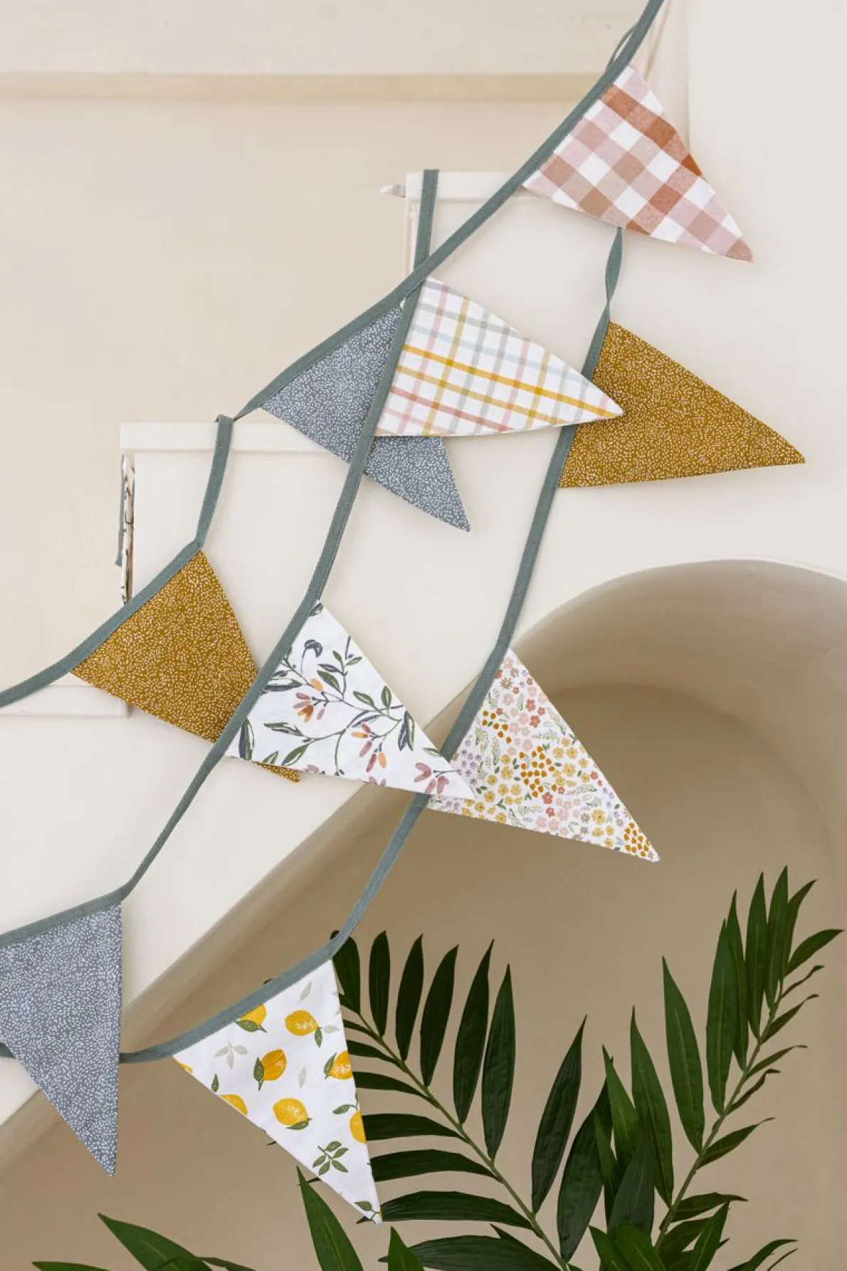 Stoffen vlaggenlijn, GOTS bio-katoen, Dille-prints, grote vlag, 6 meter