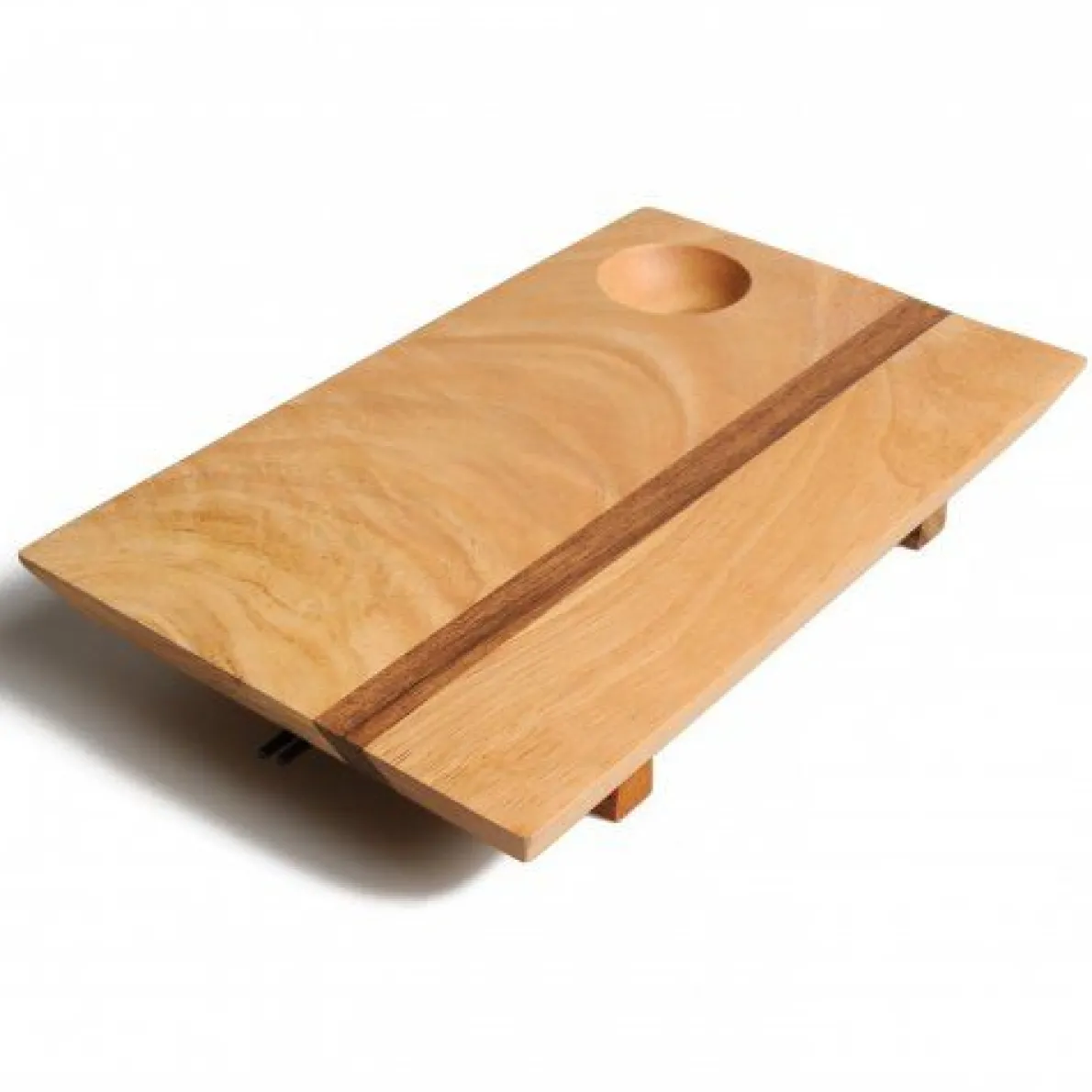 Sushiplankje met eetstokjes, rubberhout, 25 x 15,5 cm