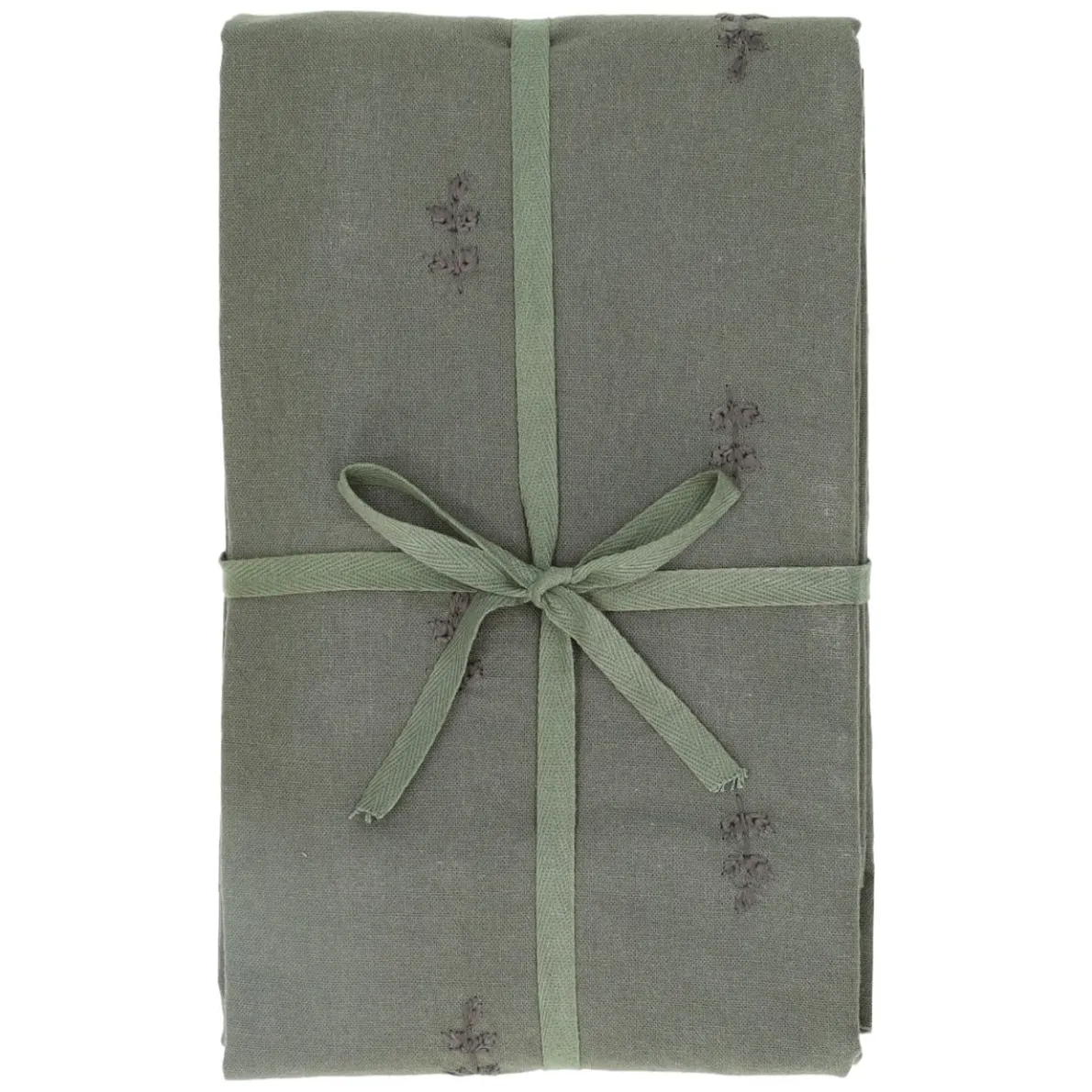 Tafelkleed, GOTS bio-katoen, geborduurde takjes, 145 x 300 cm