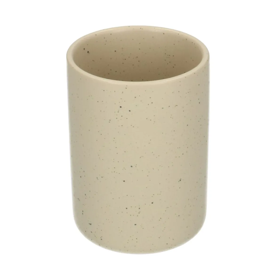 Tandenborstelbeker, beige spikkel, keramiek