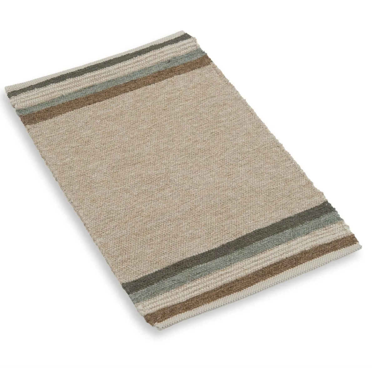 Tapijt, gerecycled katoen, beige streep multicolor, klein