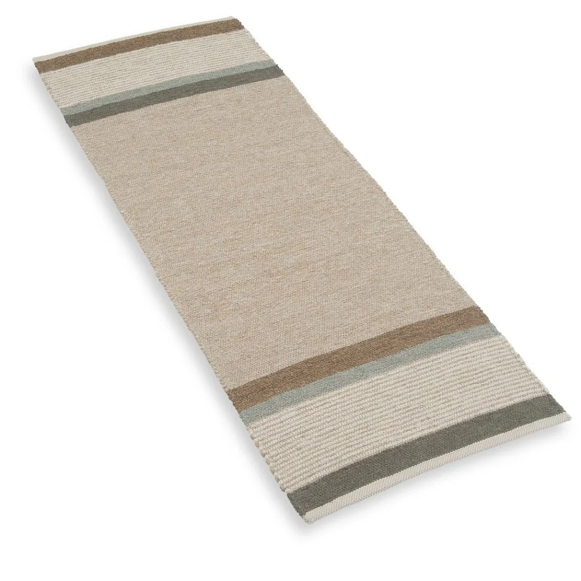 Tapijt, gerecycled katoen, beige streep multicolor, lang