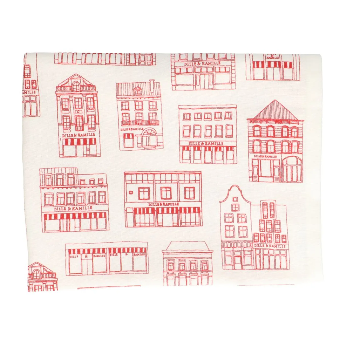 Theedoek, bio-katoen, wit met rode geveltjes, 50 x 70 cm