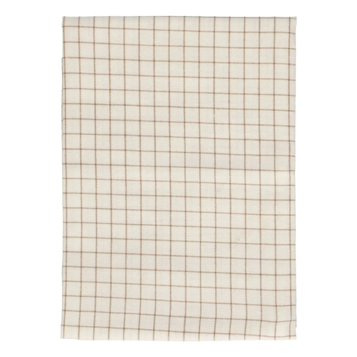 Theedoek, bio-katoen, wit/zandkleurig geruit